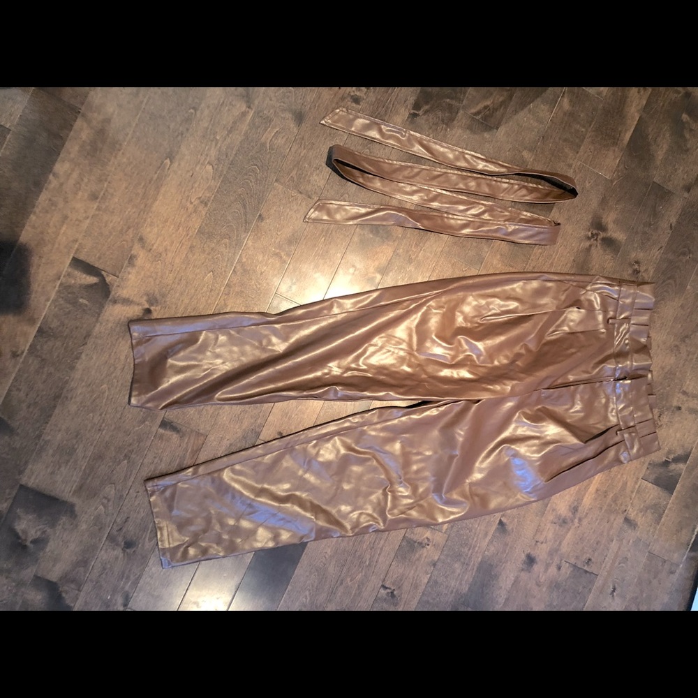 Brown leather pants